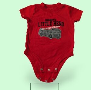 Boys Carter's 6 Month Red Jumper Romper Mommy's Little Hero Short Sleeve Spring